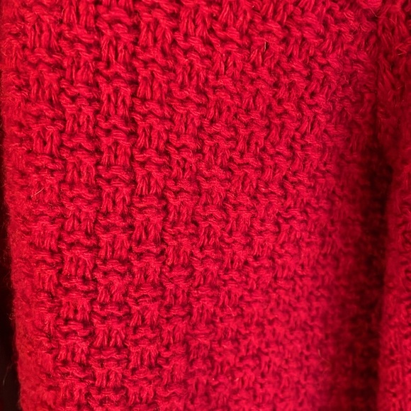 FREE PEOPLE 100% LAMBSWOOL CROPPED RED 3/4 SLEEVE JACKET - L - NWT ! ❤️🎄 - Picture 3 of 12